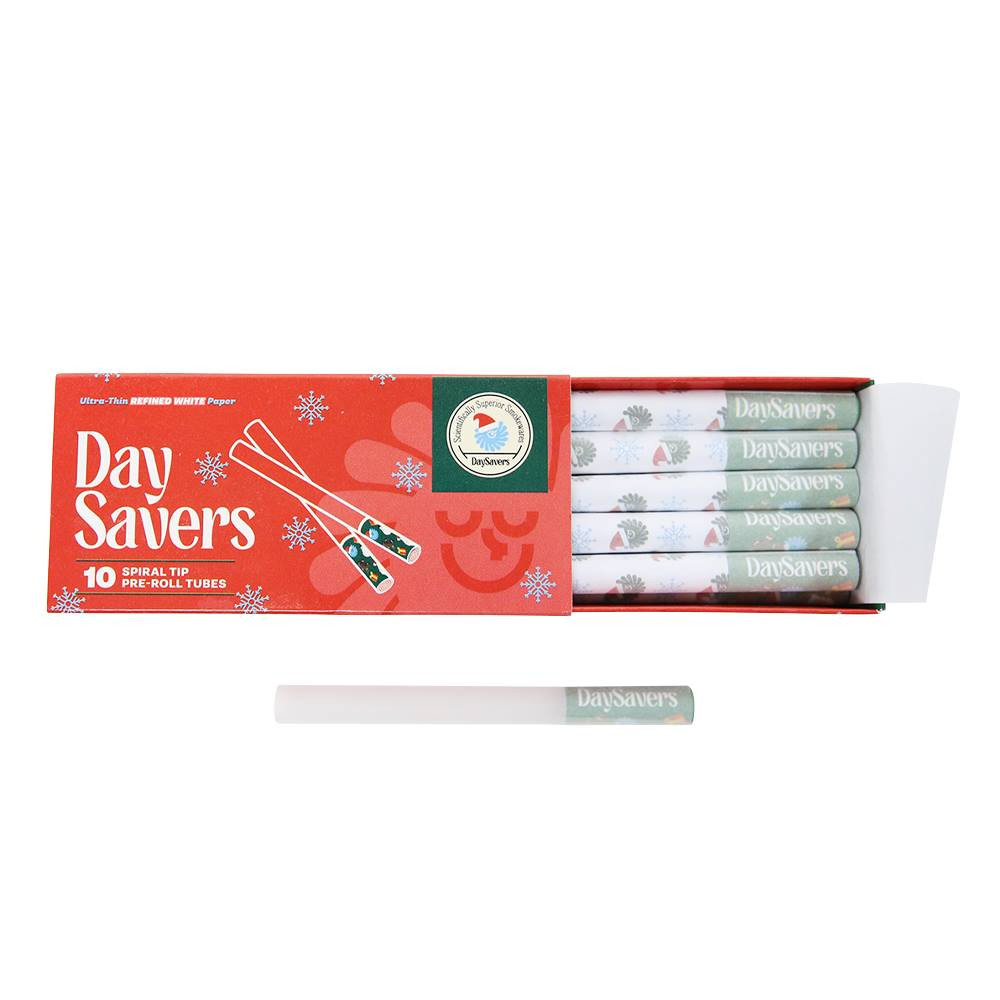 DaySavers White Hybrid Hemp Blunt Wraps w/Spiral Filter Tips 10/pk *Online Only